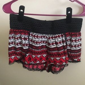 Red bohemian shorts